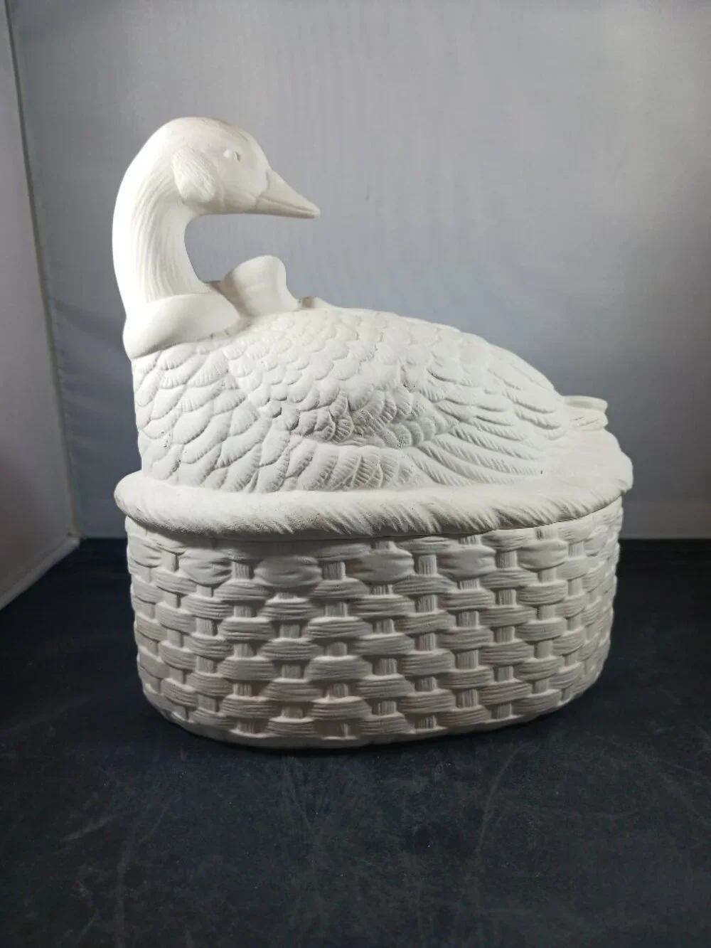 Vintage Ceramic Bisque Tureen/ Stuffing Bowl with Lid